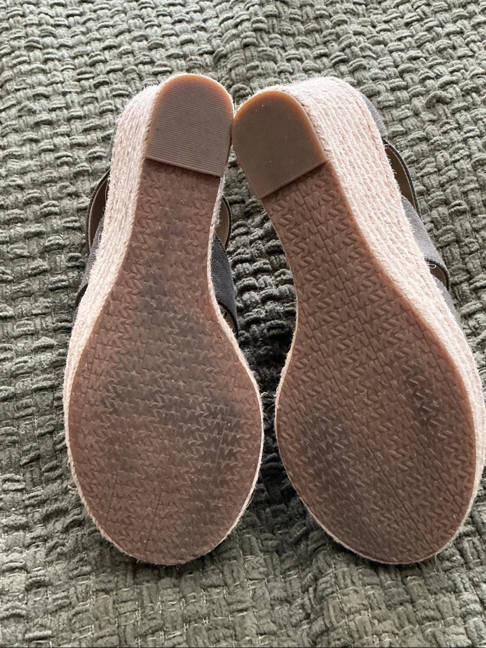 Michael Kors Olive Canvas Espadrille Wedge Sandals with Gold Zip